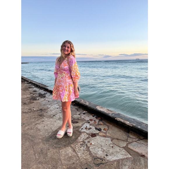 DEREK LAM 10 CROSBY X RTR Multicolor Floral Hourglass Cutout Mini Dress Size 46 - Picture 14 of 15